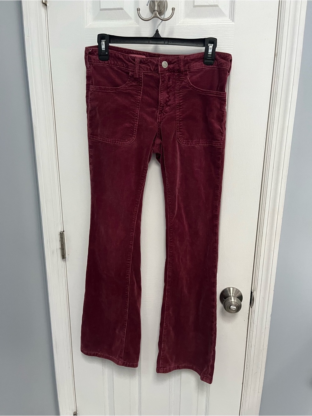Anthropologie Pilcro Corduroy The Icon Flare Pants Women 27 Burgundy Casual